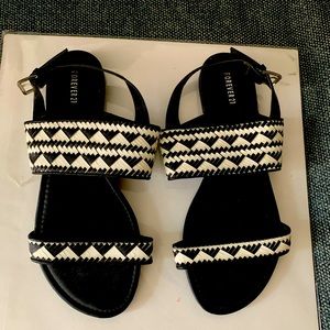 Black and white sandals
